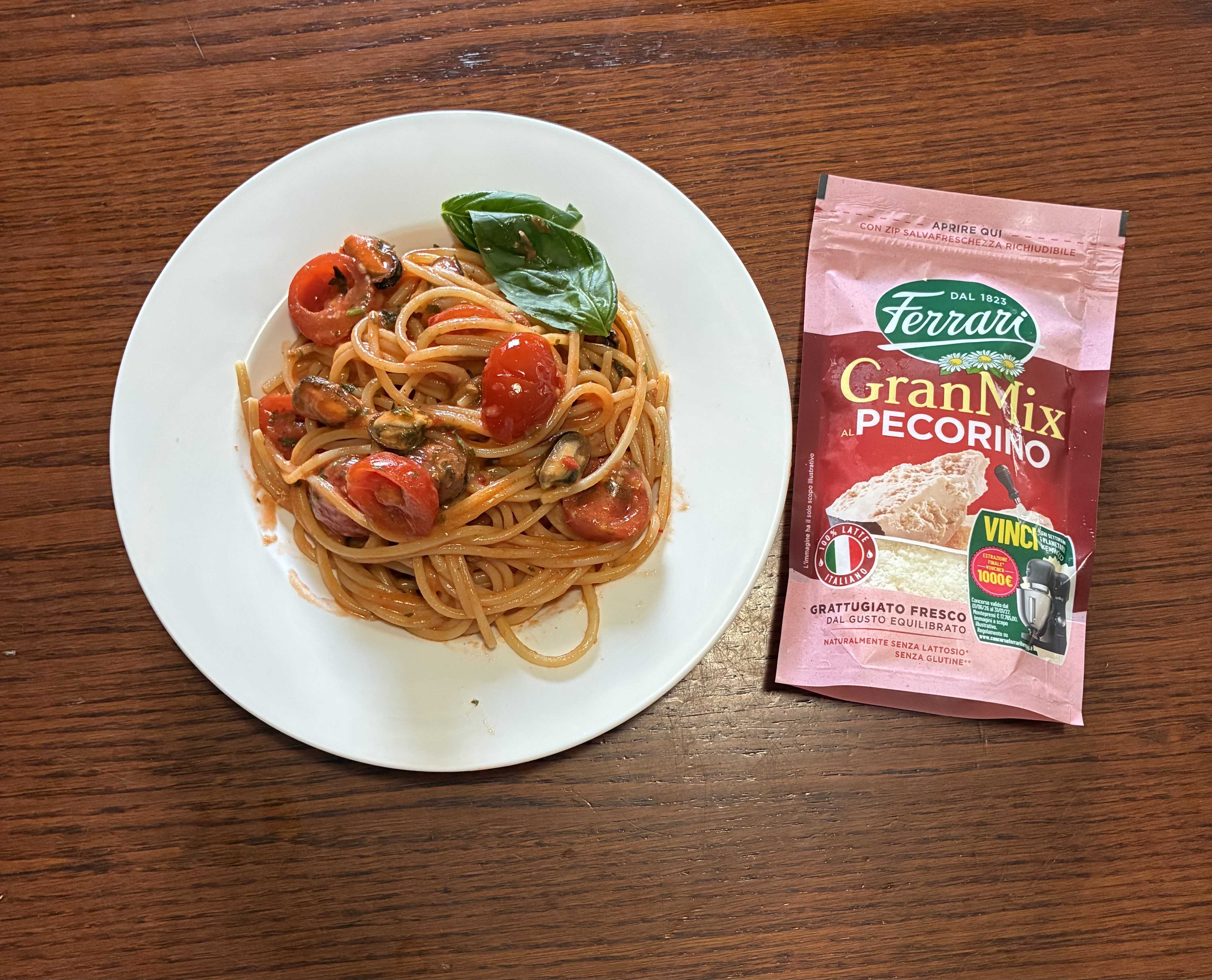 Spaghetti cozze e pecorino